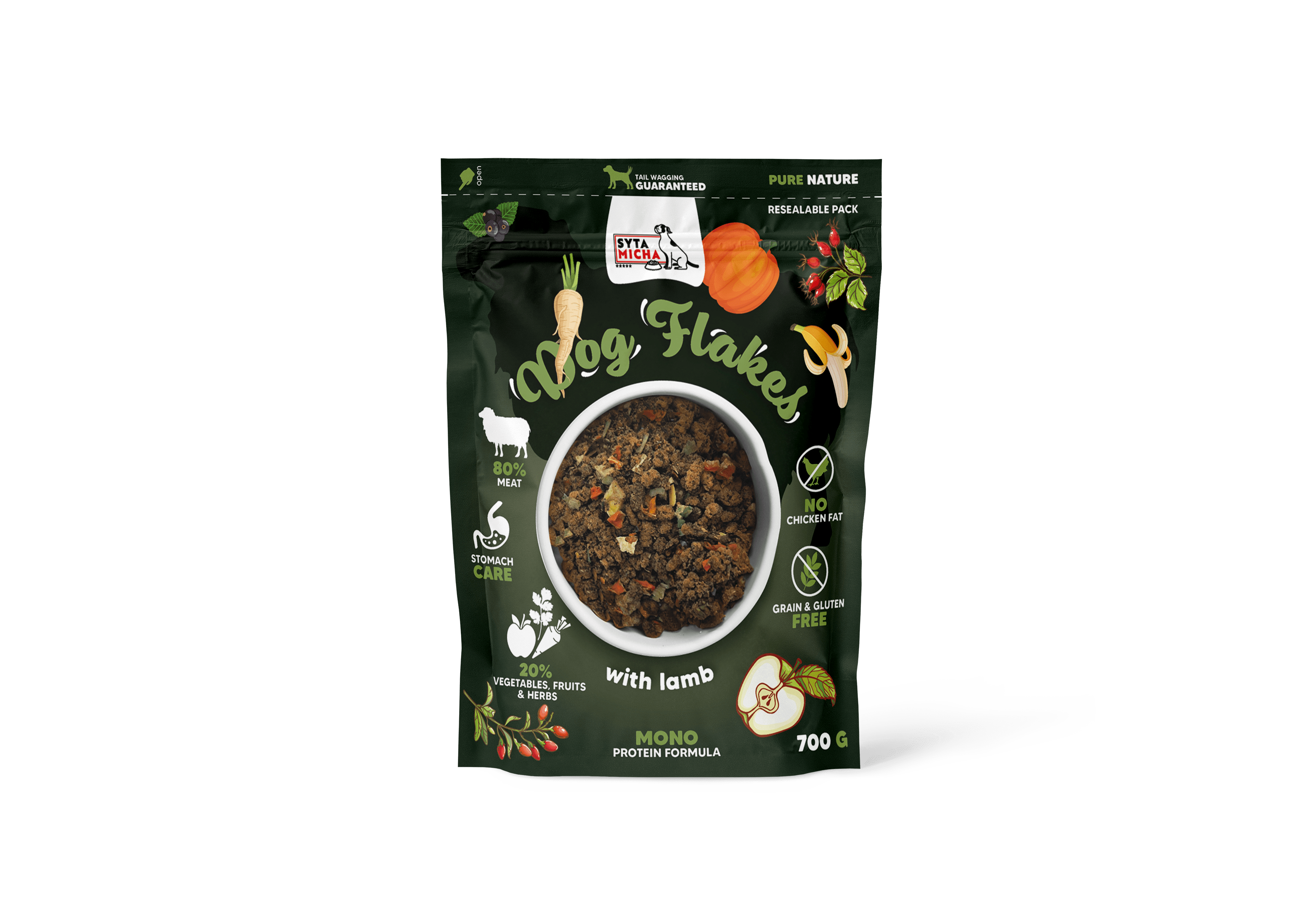 Syta Micha Flocons de chien nourriture sèche pour chien Agneau 700g