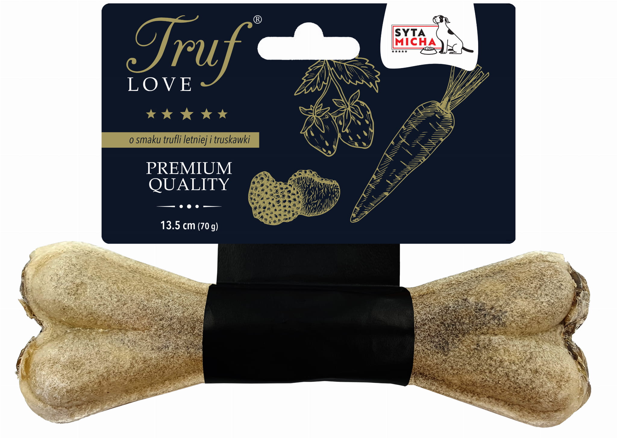 TrufLOVE dog chew bone with summer truffle and strawberry flavor 13.5cm