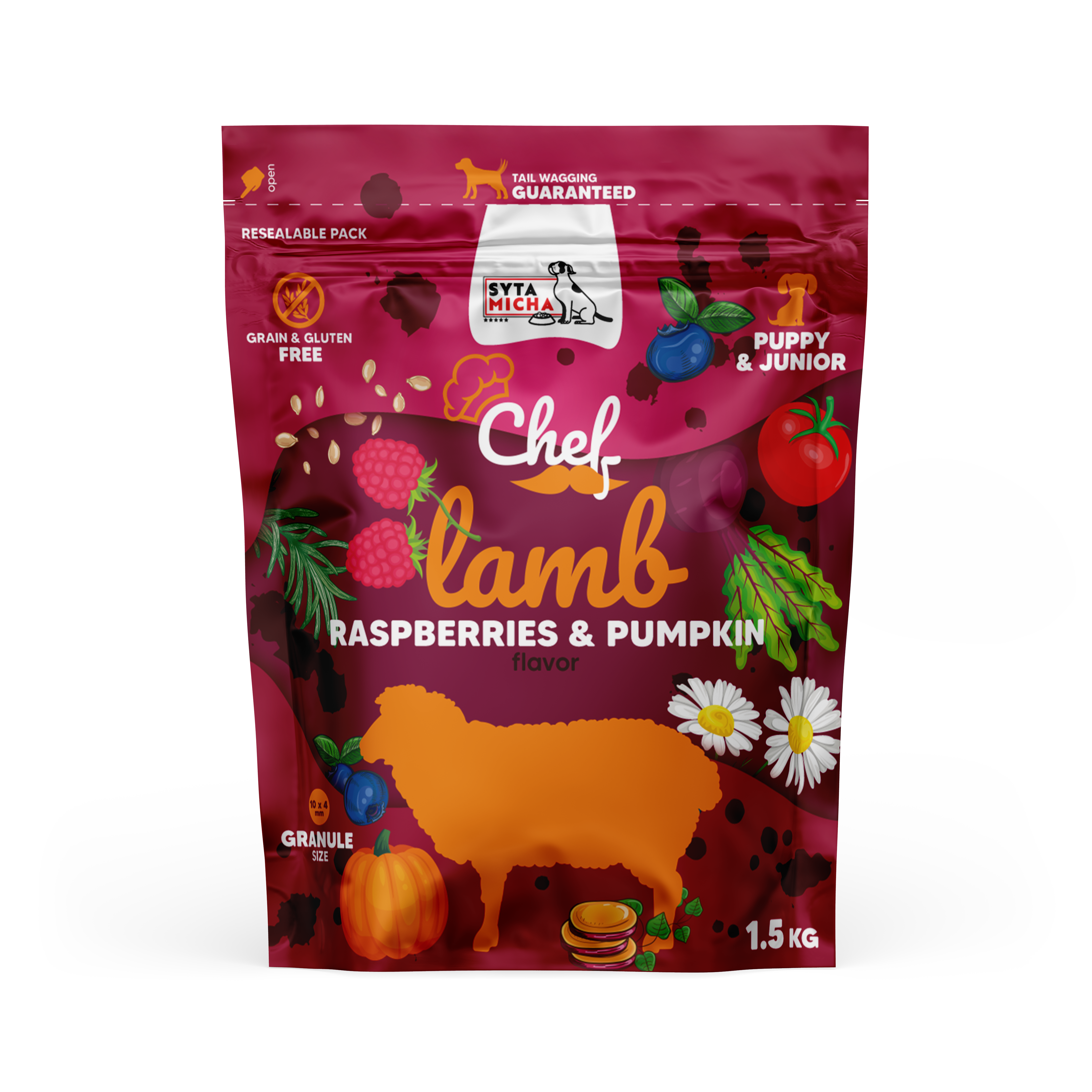 Dry puppy food lamb, raspberry and pumpkin 1.5kg