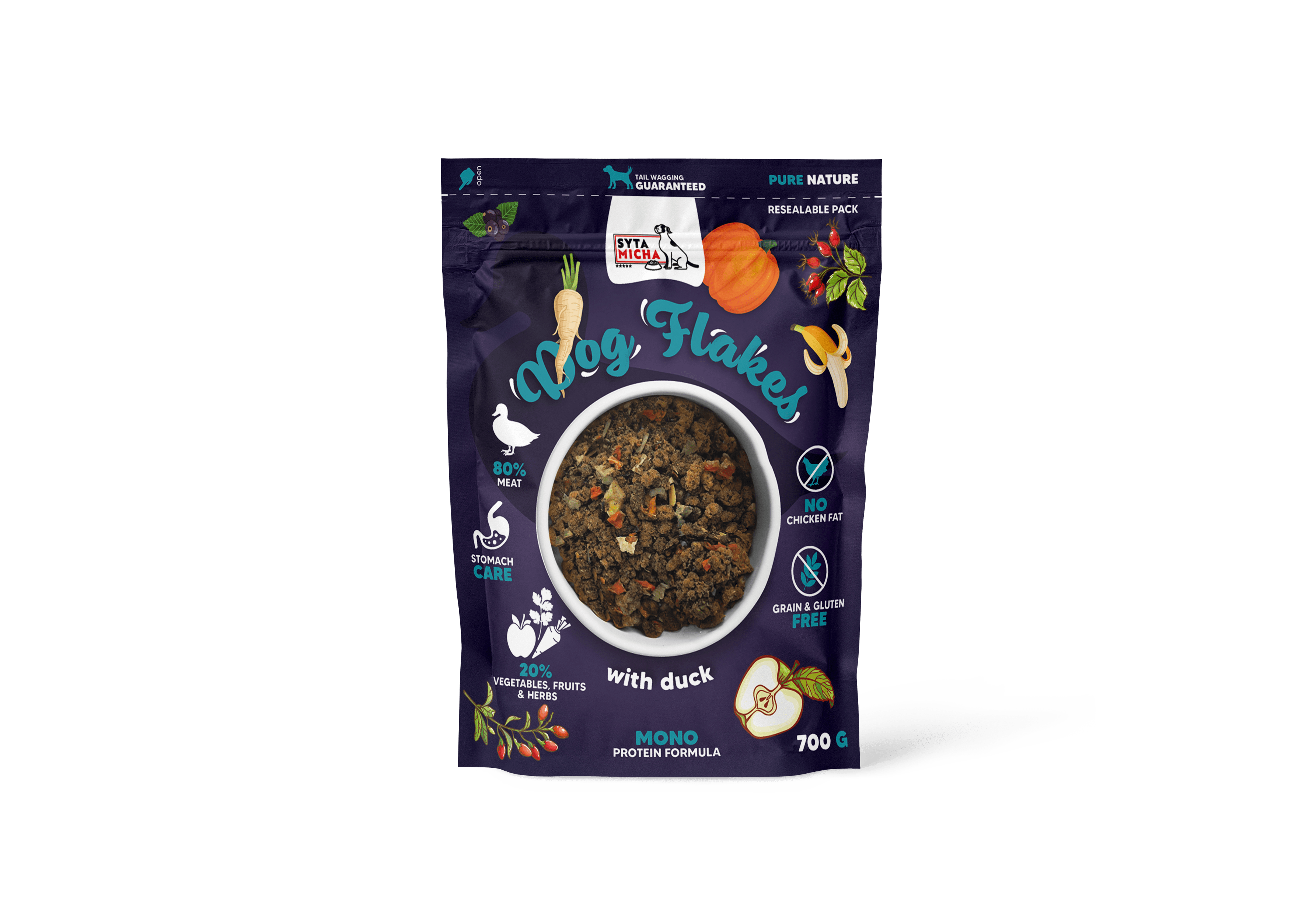 Syta Micha Dog flakes dried dog food Duck 700g