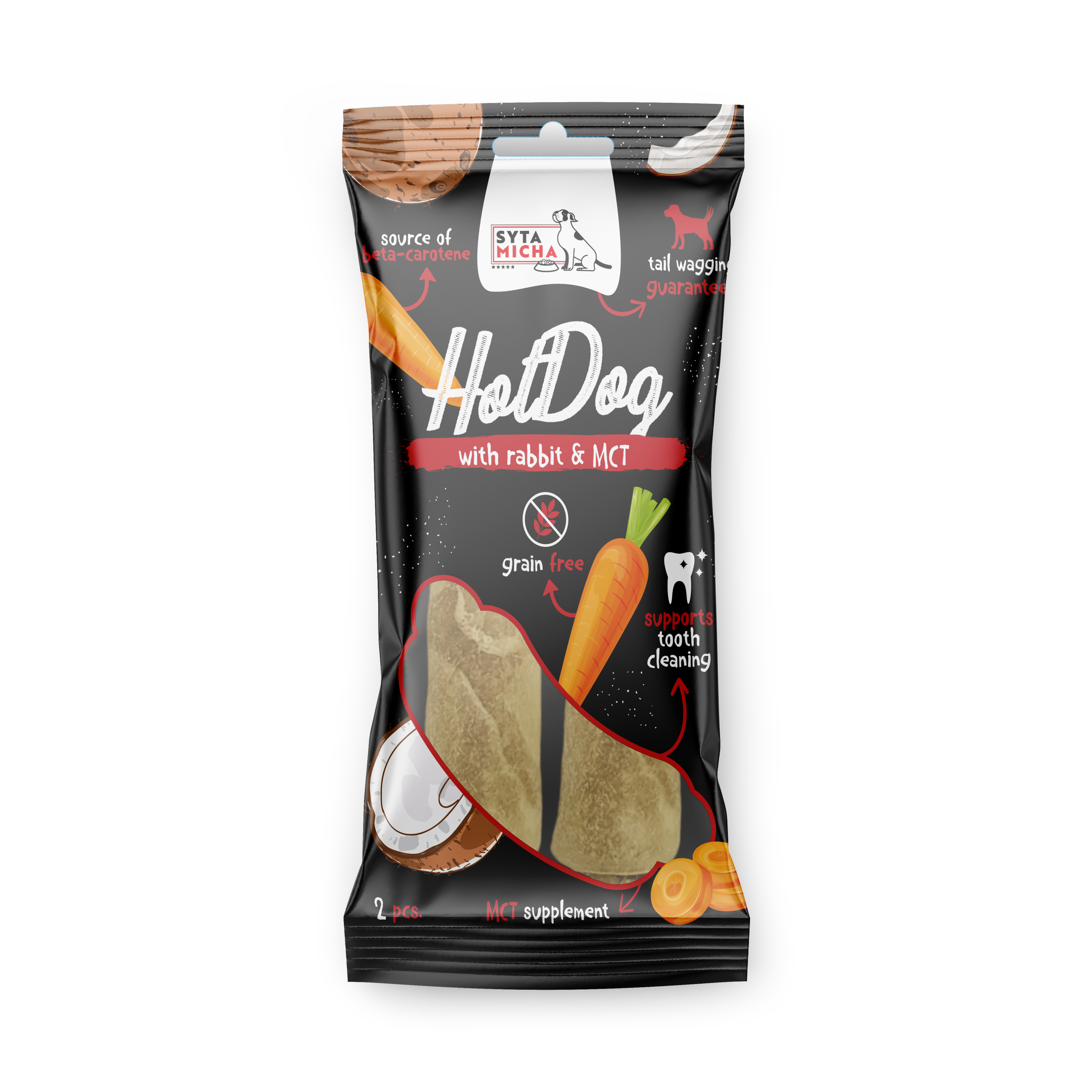 Hot Dog chew for dog - rabbit with MCT 2 pcs.