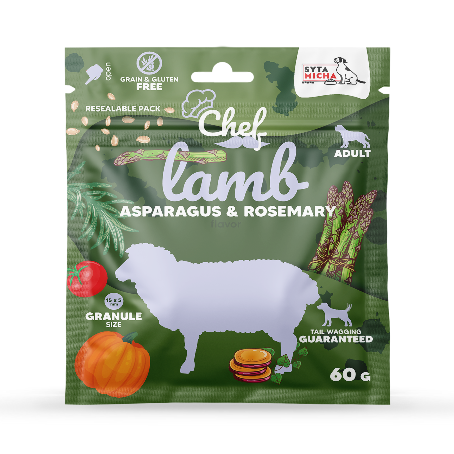 SAMPLE Dry dog food Lamb, asparagus and rosemary 60g