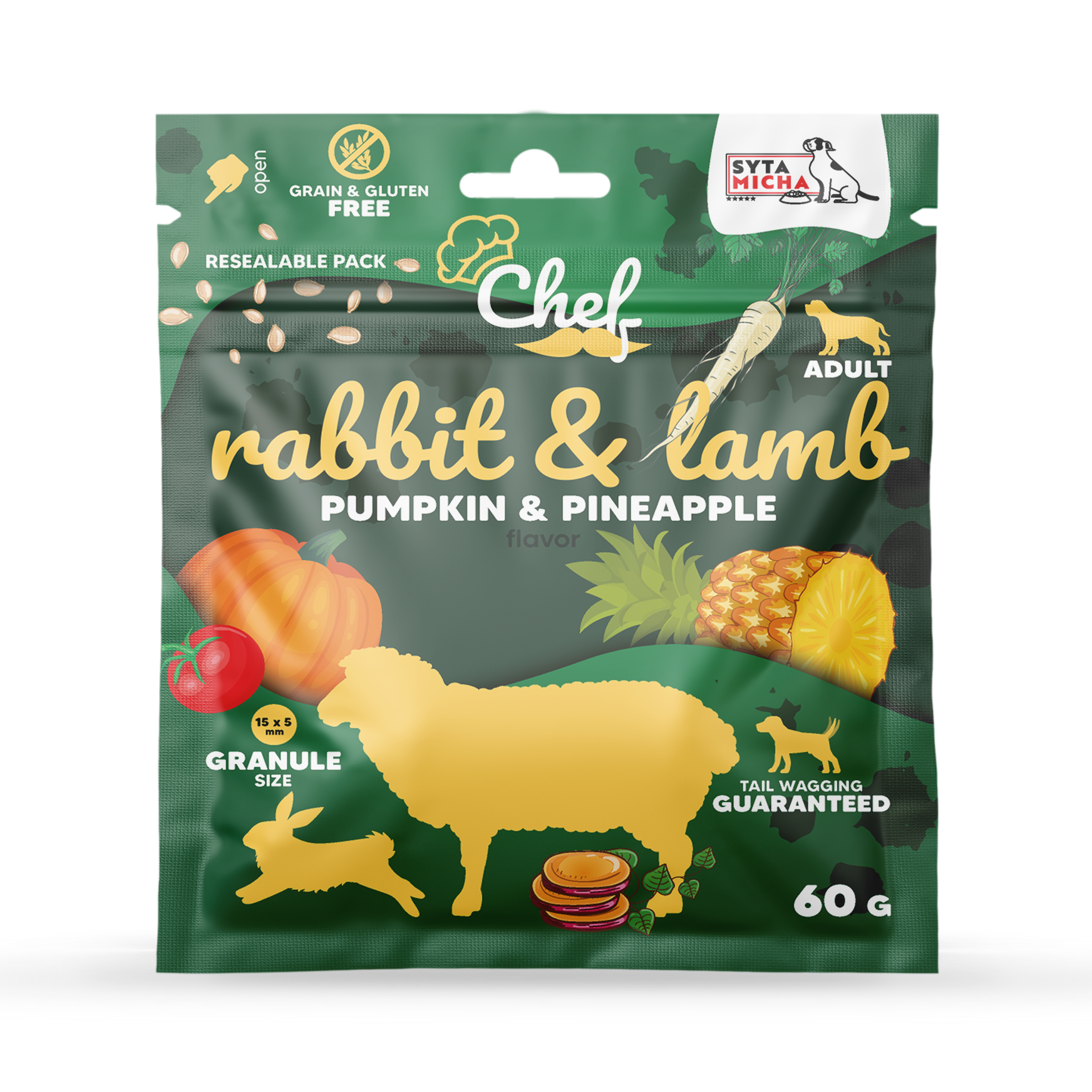 SAMPLE Dry dog food Rabbit and lamb, pumpkin and pineapple 60g