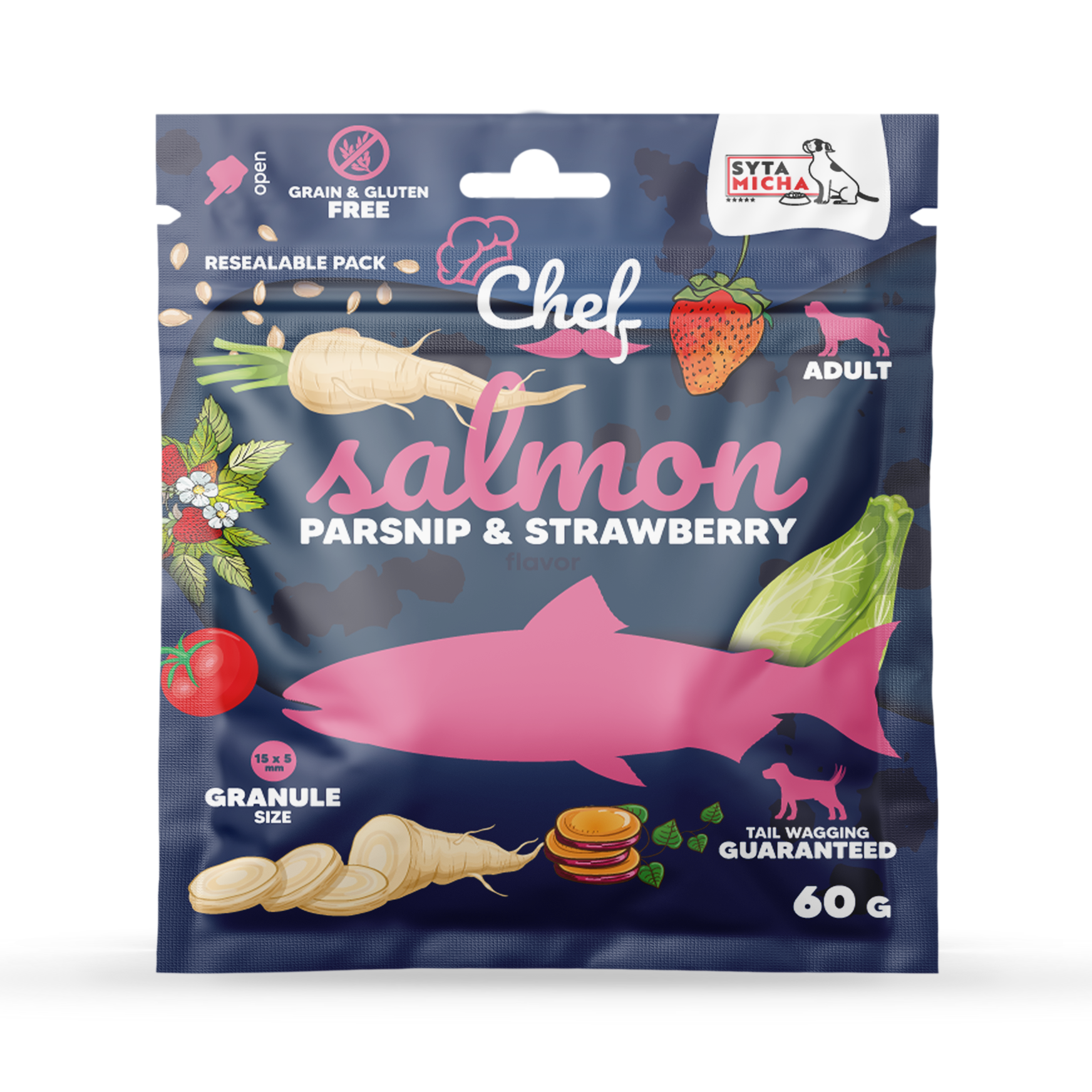 SAMPLE Dry dog food Salmon, parsnip and strawberry 60g