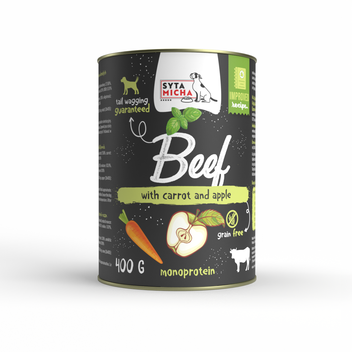 Wet dog food beef with carrot, apple and basil 400g